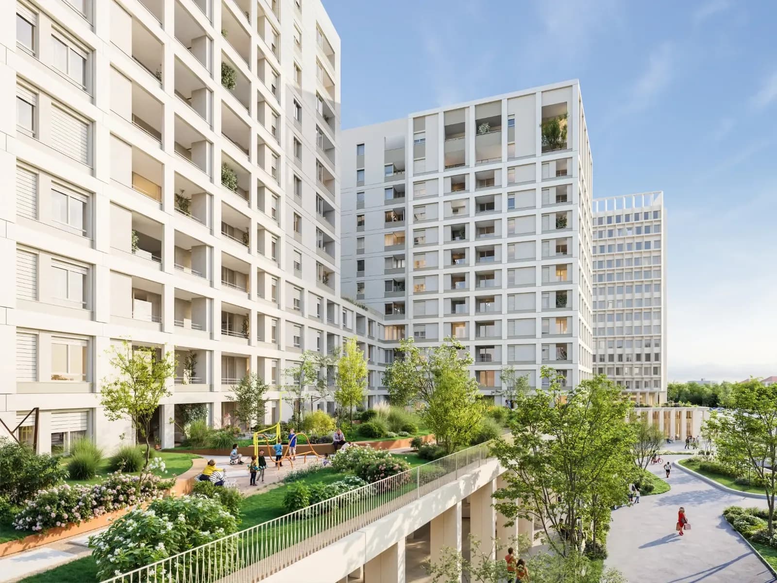 Modern residential towers with balconies