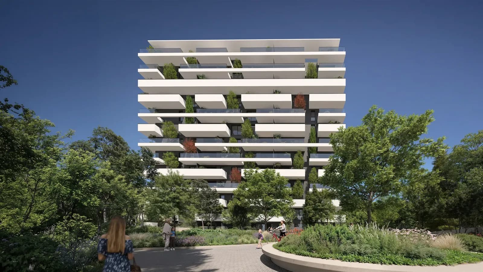 PRIMA Solis, Bucharest: rendering of the terraced residential tower with greenery
